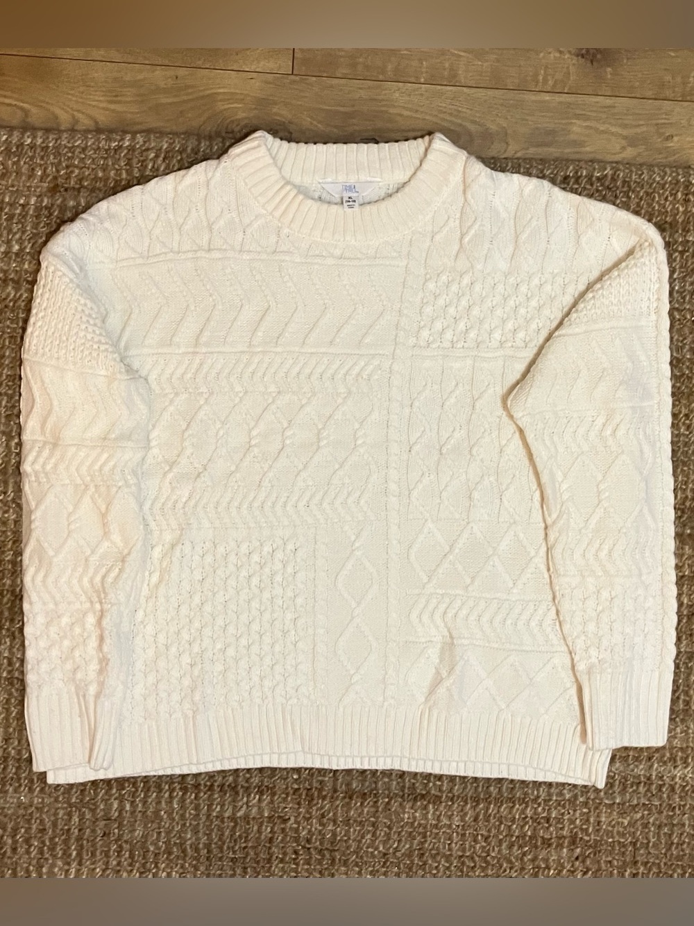 Time and Tru Mixed Stitch Pullover Sweater -Winter White- XL - Picture 5 of 7